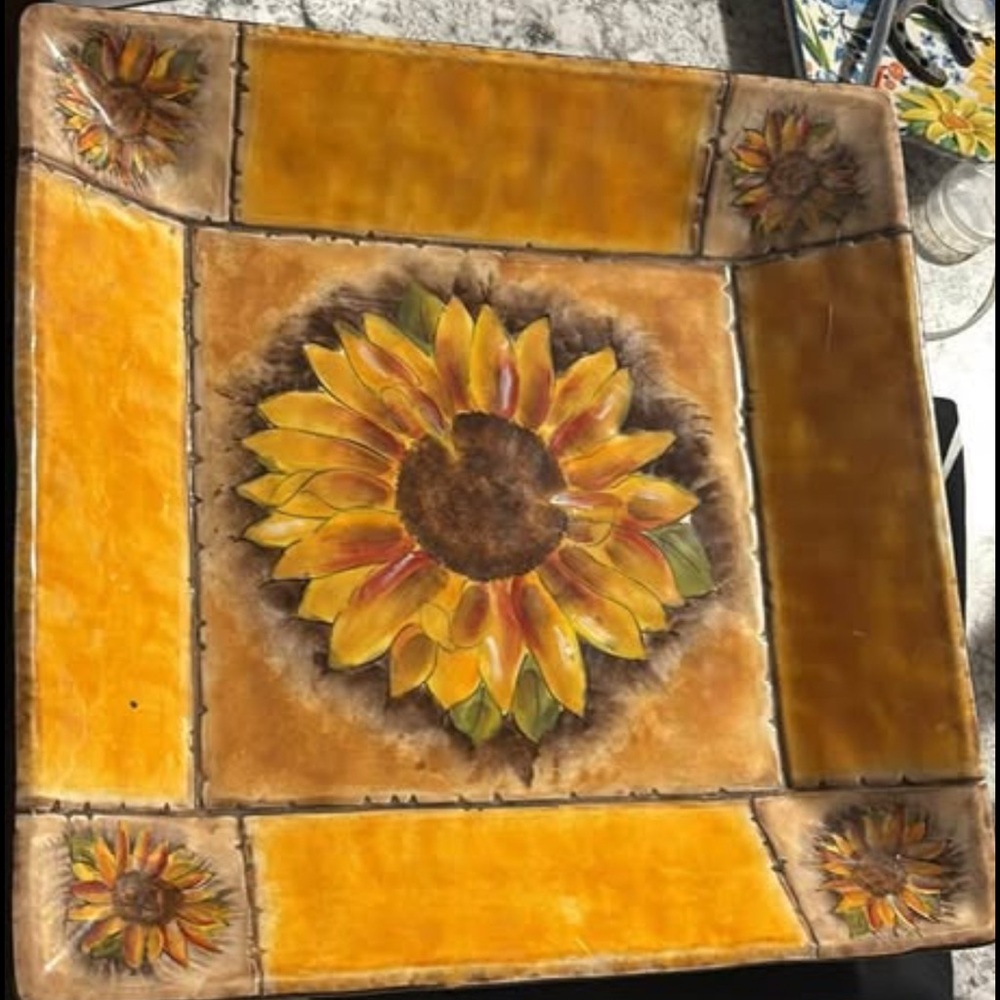 Sunflower Square Decorative Plate